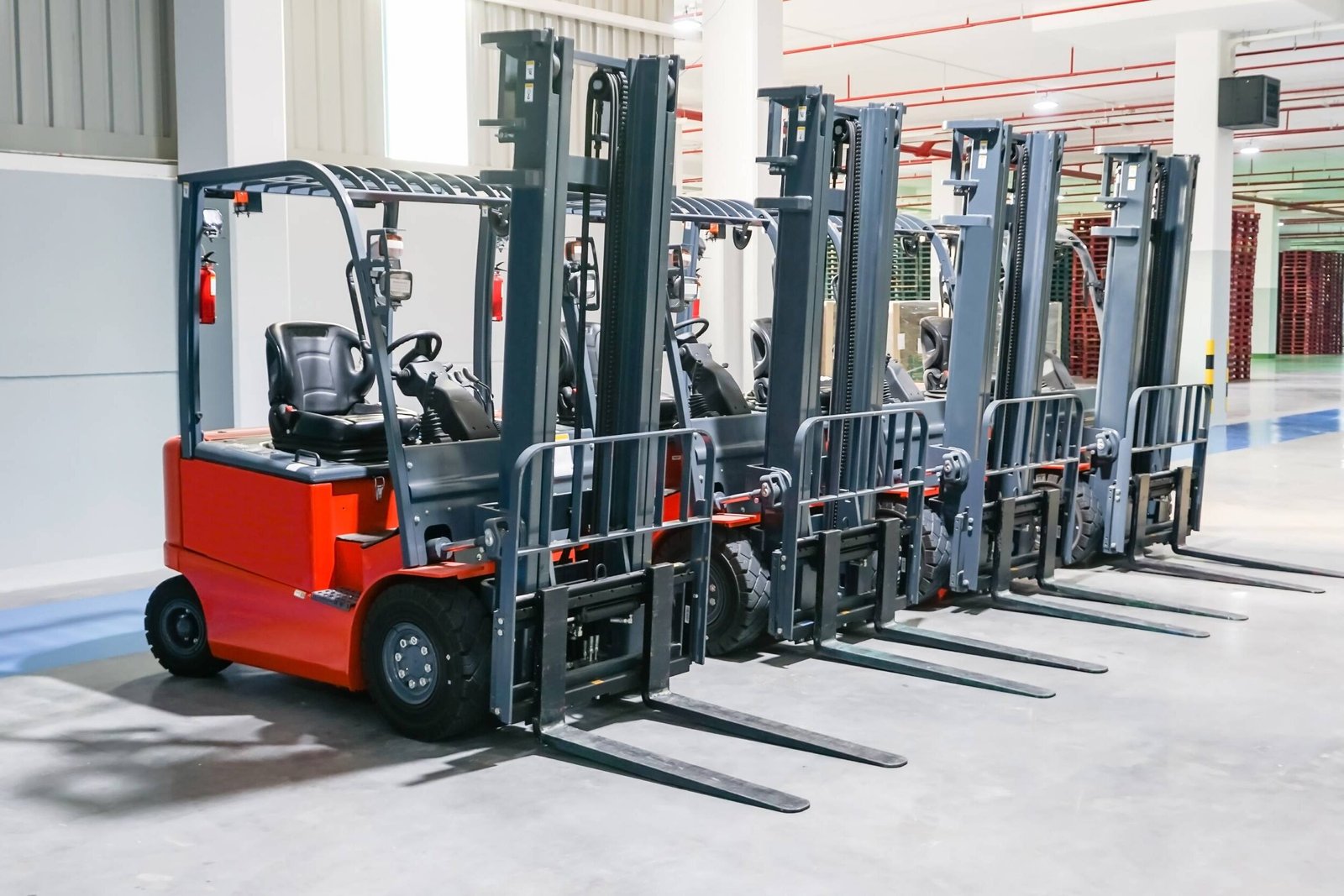 forklift loader pallet stacker truck equipment at warehouse